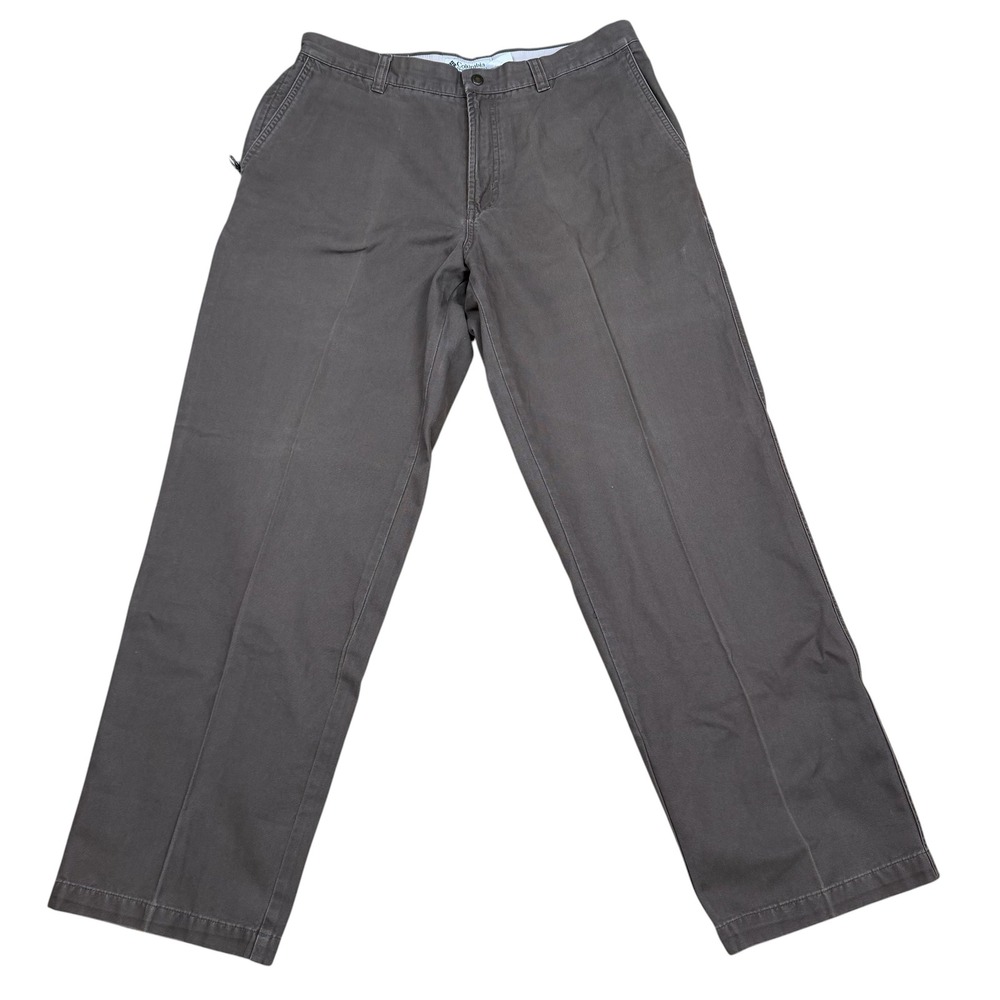 Columbia Mens 35x30 Gray Canvas Utility Cargo Pants Workwear AM8142 Straight Leg